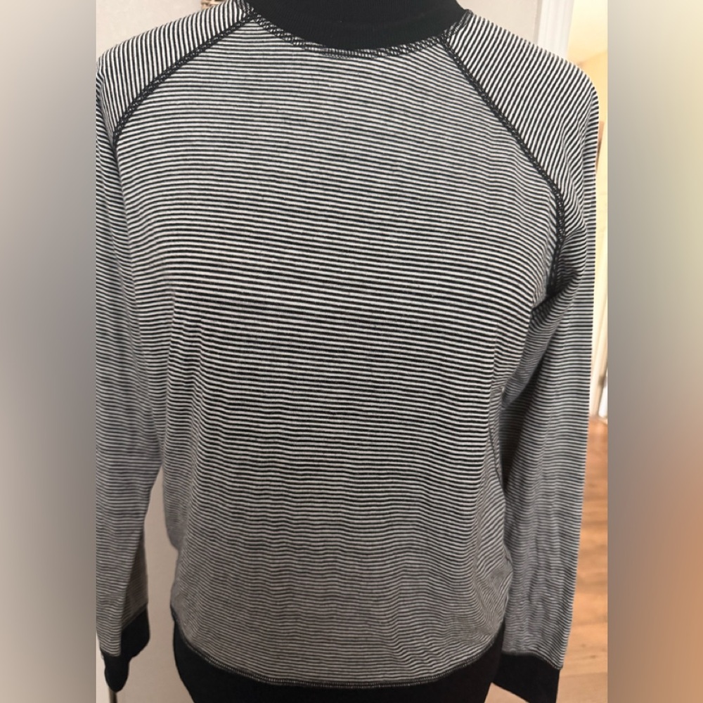 Woman’s Marine Layer Black and White Thin-Stripe Long Sleeve Tee